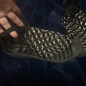Jeffery Campbell black chain mail sandals